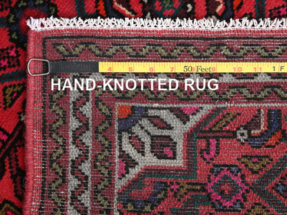 Persian hand-knotted wool runner in Red & Ivory, 2'5" x 6'4" — SKU O01873 (view 7)