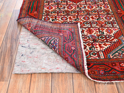 Hamadan Persian hand-knotted wool runner in Ivory & Red, 2'8" x 6'6" — SKU O01875 (view 3)