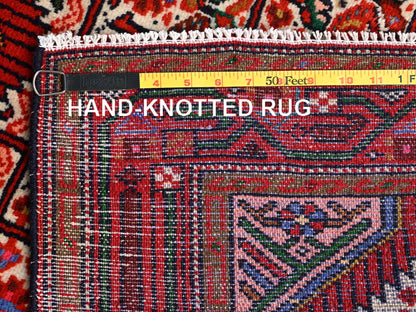 Hamadan Persian hand-knotted wool runner in Ivory & Red, 2'8" x 6'6" — SKU O01875 (view 7)