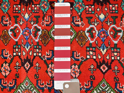 Hamadan Persian hand-knotted wool runner in Red & Ivory, 2'8" x 7'2" — SKU O01876 (view 4)