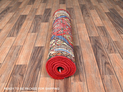 Red 2'8" x 7'2" Persian Hand knotted Wool Rug - Sku: O01876