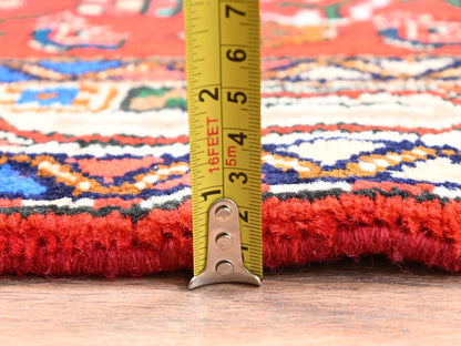 Hamadan Persian hand-knotted wool runner in Red & Ivory, 2'8" x 7'2" — SKU O01876 (view 6)