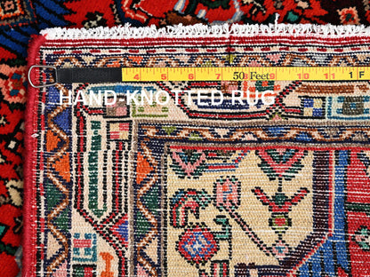 Hamadan Persian hand-knotted wool runner in Red & Ivory, 2'8" x 7'2" — SKU O01876 (view 7)