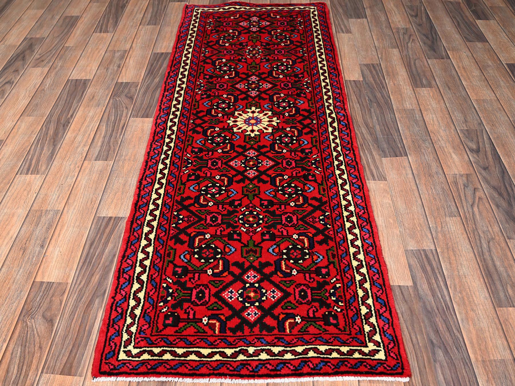 Red 2'3" x 6'2" Persian Hand knotted Wool Rug - Sku: O01878