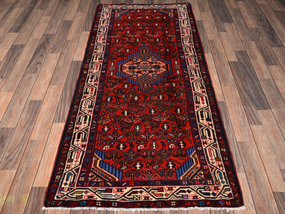 Hamadan Persian hand-knotted wool runner in Red & Ivory, 2'9" x 6'4" — SKU O01881 (view 2)