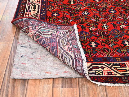 Hamadan Persian hand-knotted wool runner in Red & Ivory, 2'9" x 6'4" — SKU O01881 (view 3)