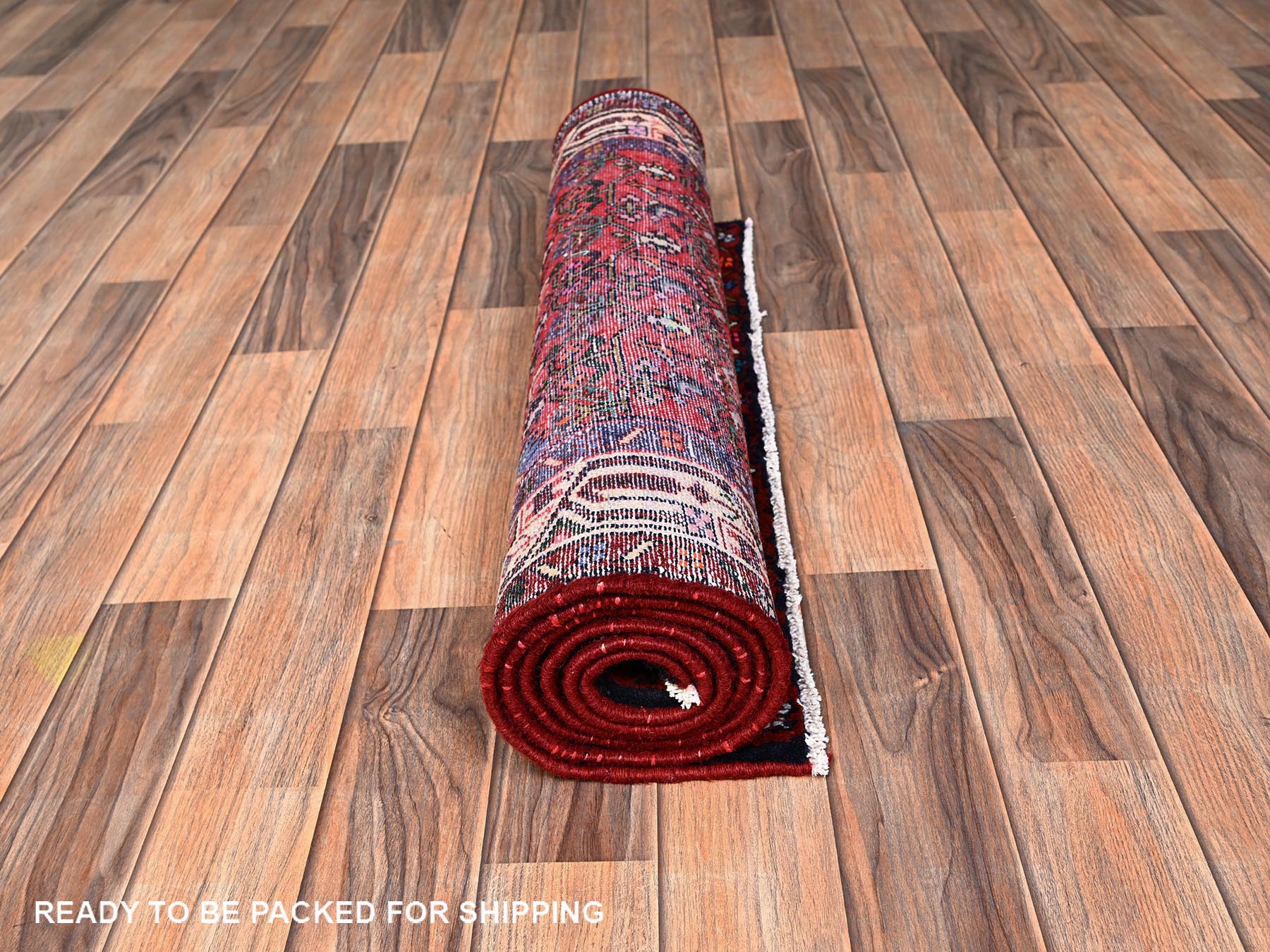 Hamadan Persian hand-knotted wool runner in Red & Ivory, 2'9" x 6'4" — SKU O01881 (view 5)