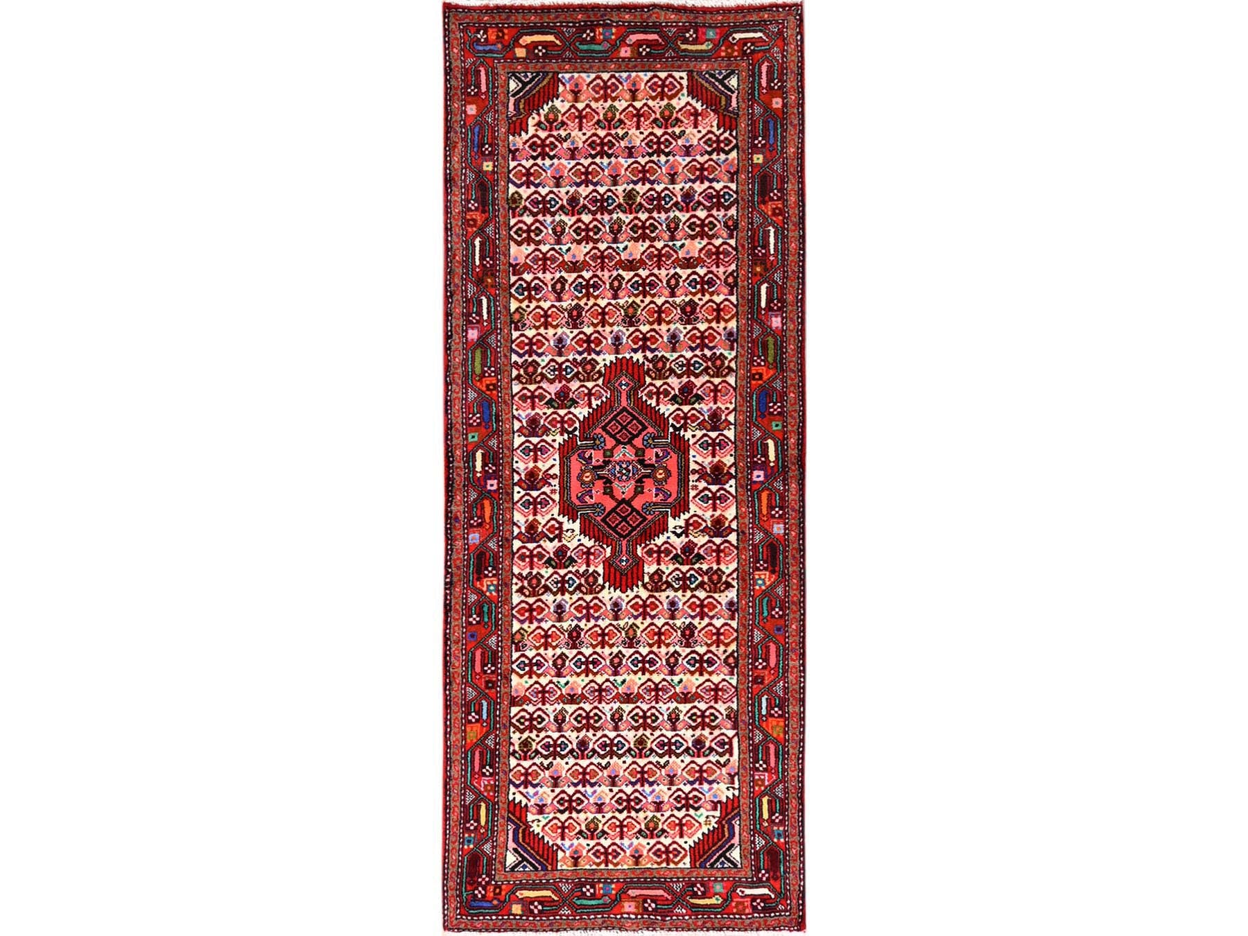Sarouk Persian hand-knotted wool runner in Ivory & Red, 2'4" x 6'4" — SKU O01884