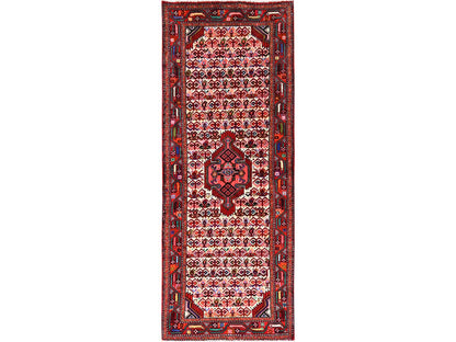 Sarouk Persian hand-knotted wool runner in Ivory & Red, 2'4" x 6'4" — SKU O01884