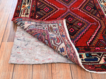 Hamadan Persian hand-knotted wool runner in Red & Ivory, 2'6" x 9'5" — SKU O01889 (view 3)