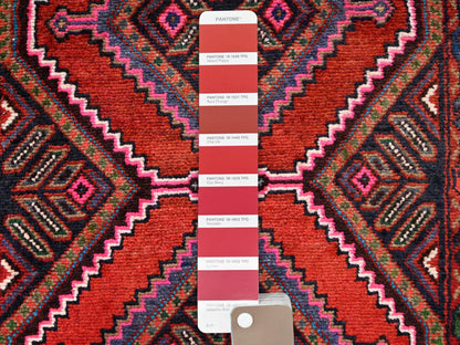 Hamadan Persian hand-knotted wool runner in Red & Ivory, 2'6" x 9'5" — SKU O01889 (view 4)