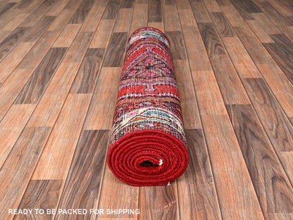 Red 2'6" x 9'5" Persian Hand knotted Wool Rug - Sku: O01889