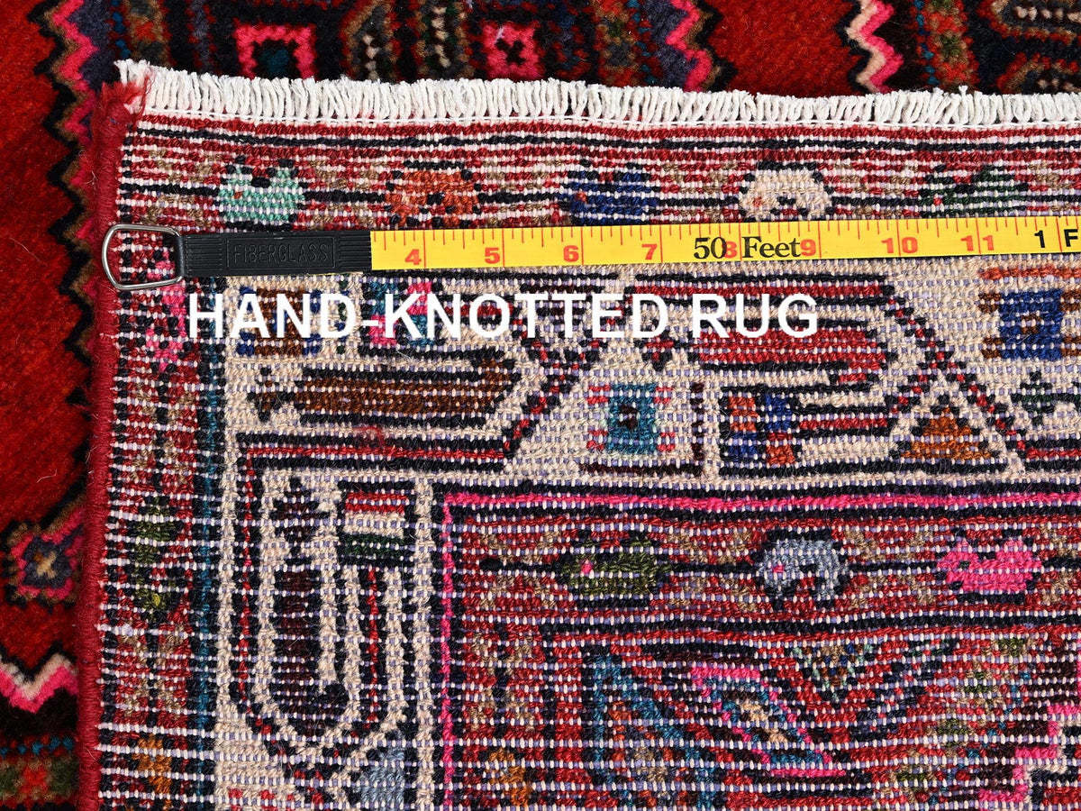 Hamadan Persian hand-knotted wool runner in Red & Ivory, 2'6" x 9'5" — SKU O01889 (view 7)