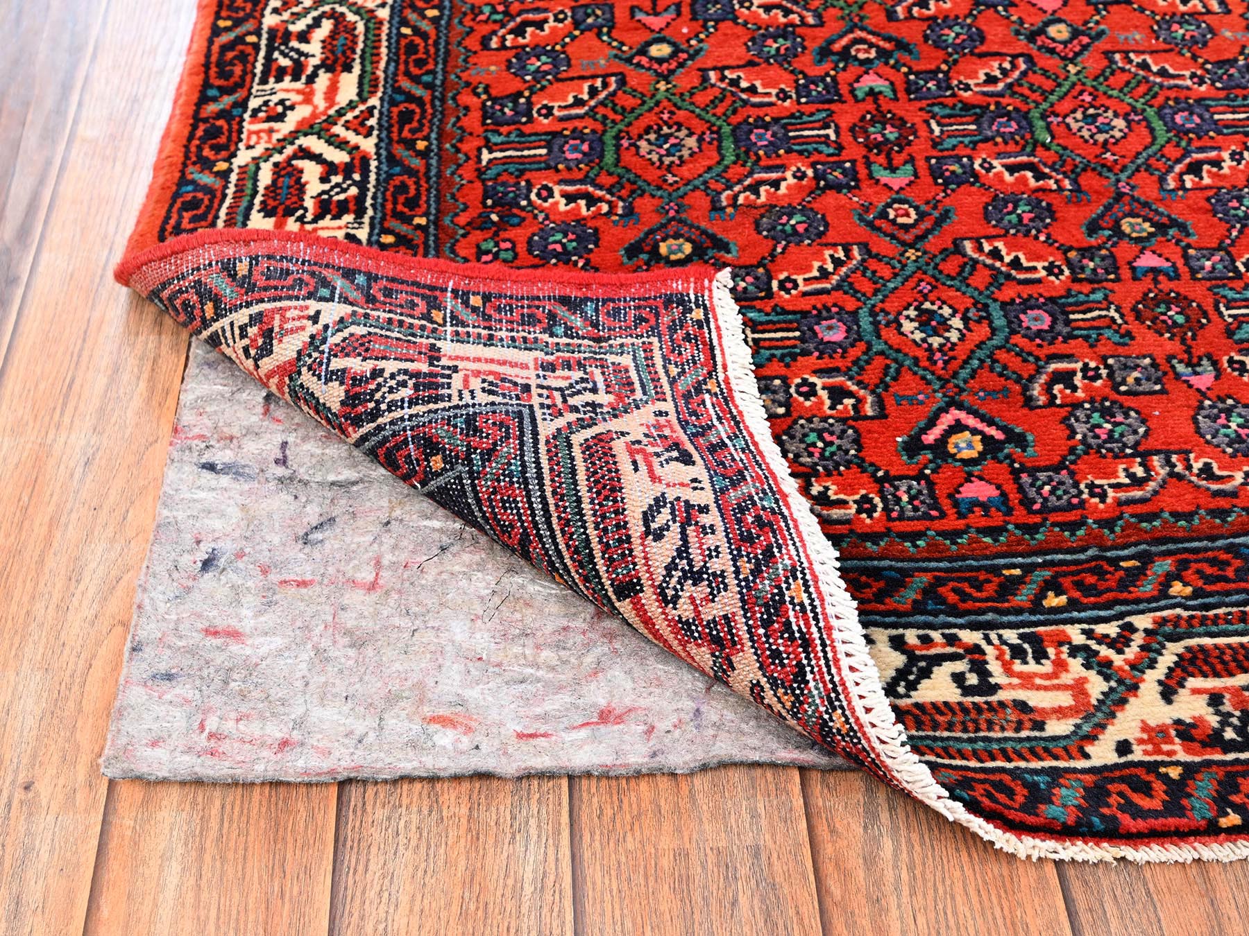 Persian hand-knotted wool runner in Red & Ivory, 2'10" x 9'5" — SKU O01892 (view 3)