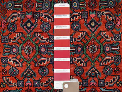 Persian hand-knotted wool runner in Red & Ivory, 2'10" x 9'5" — SKU O01892 (view 4)