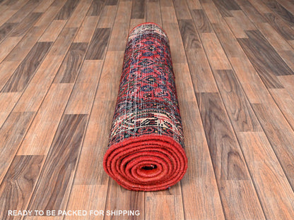 Persian hand-knotted wool runner in Red & Ivory, 2'10" x 9'5" — SKU O01892 (view 5)