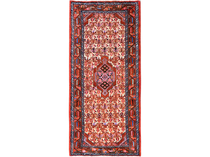 Hamadan Persian hand-knotted wool runner in Ivory & Orange, 2'11" x 6'4" — SKU O01900