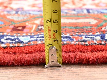 Hamadan Persian hand-knotted wool runner in Ivory & Orange, 2'11" x 6'4" — SKU O01900 (view 6)
