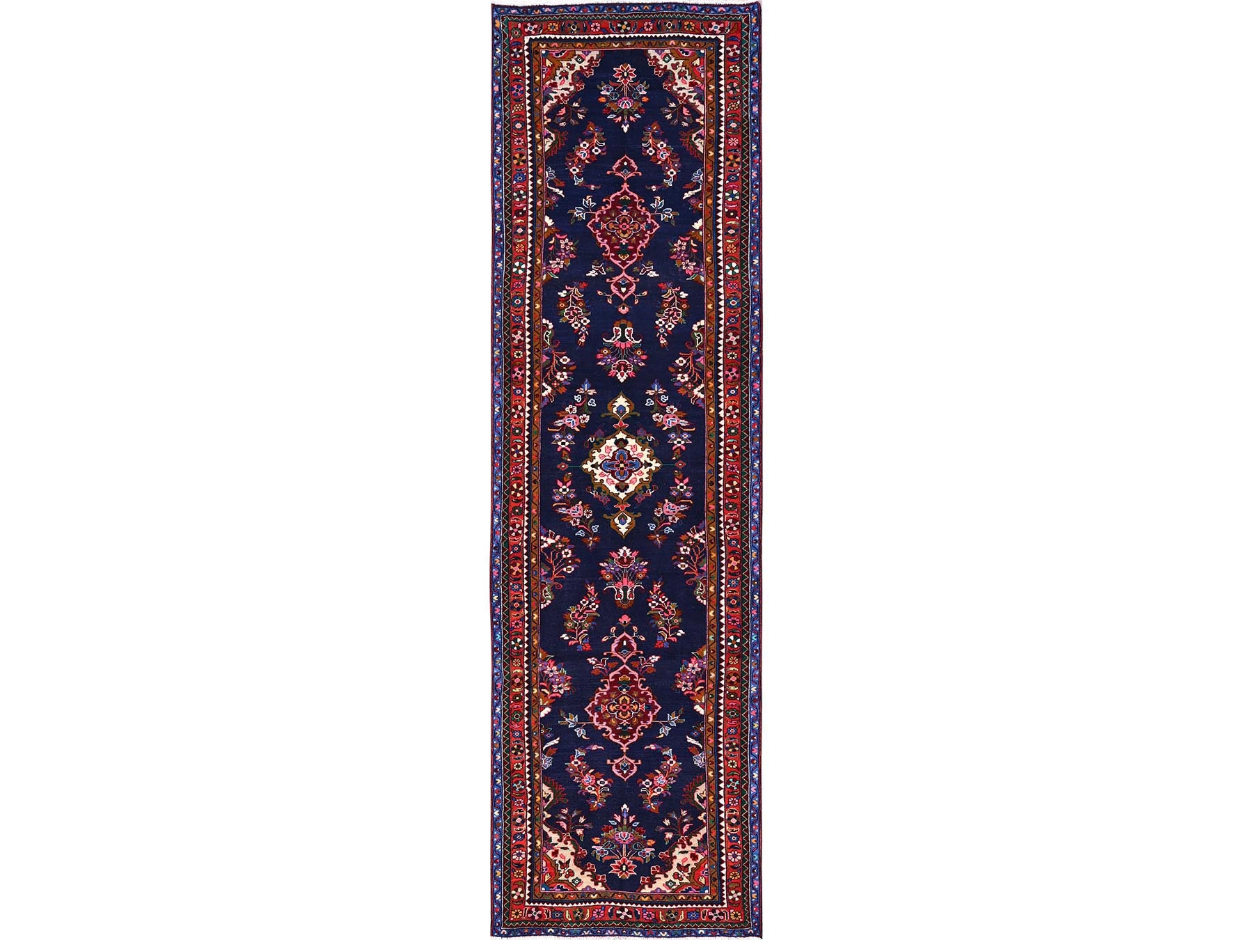 Blue 3'10" x 13'11" Persian Hand knotted Wool Rug - Sku: O01902