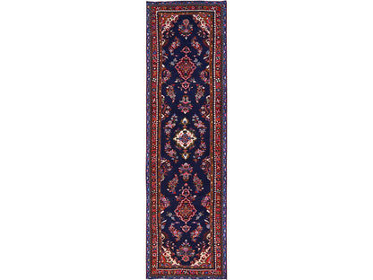 Blue 3'10" x 13'11" Persian Hand knotted Wool Rug - Sku: O01902