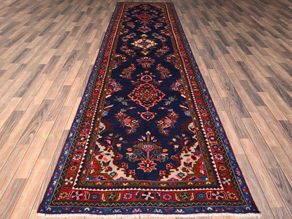 Blue 3'10" x 13'11" Persian Hand knotted Wool Rug - Sku: O01902