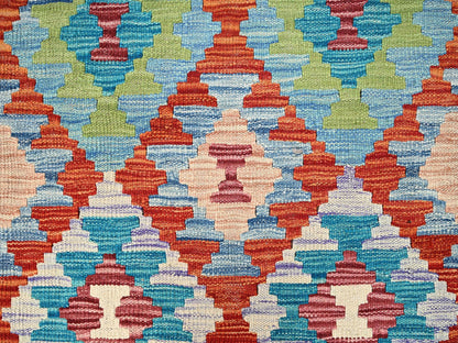 Kilim Flat-Weave hand-knotted wool runner in Multicolored, 2'9" x 8'2" — SKU O01908 (view 2)