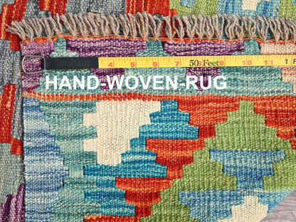Kilim Flat-Weave hand-knotted wool runner in Multicolored, 2'9" x 8'2" — SKU O01908 (view 6)