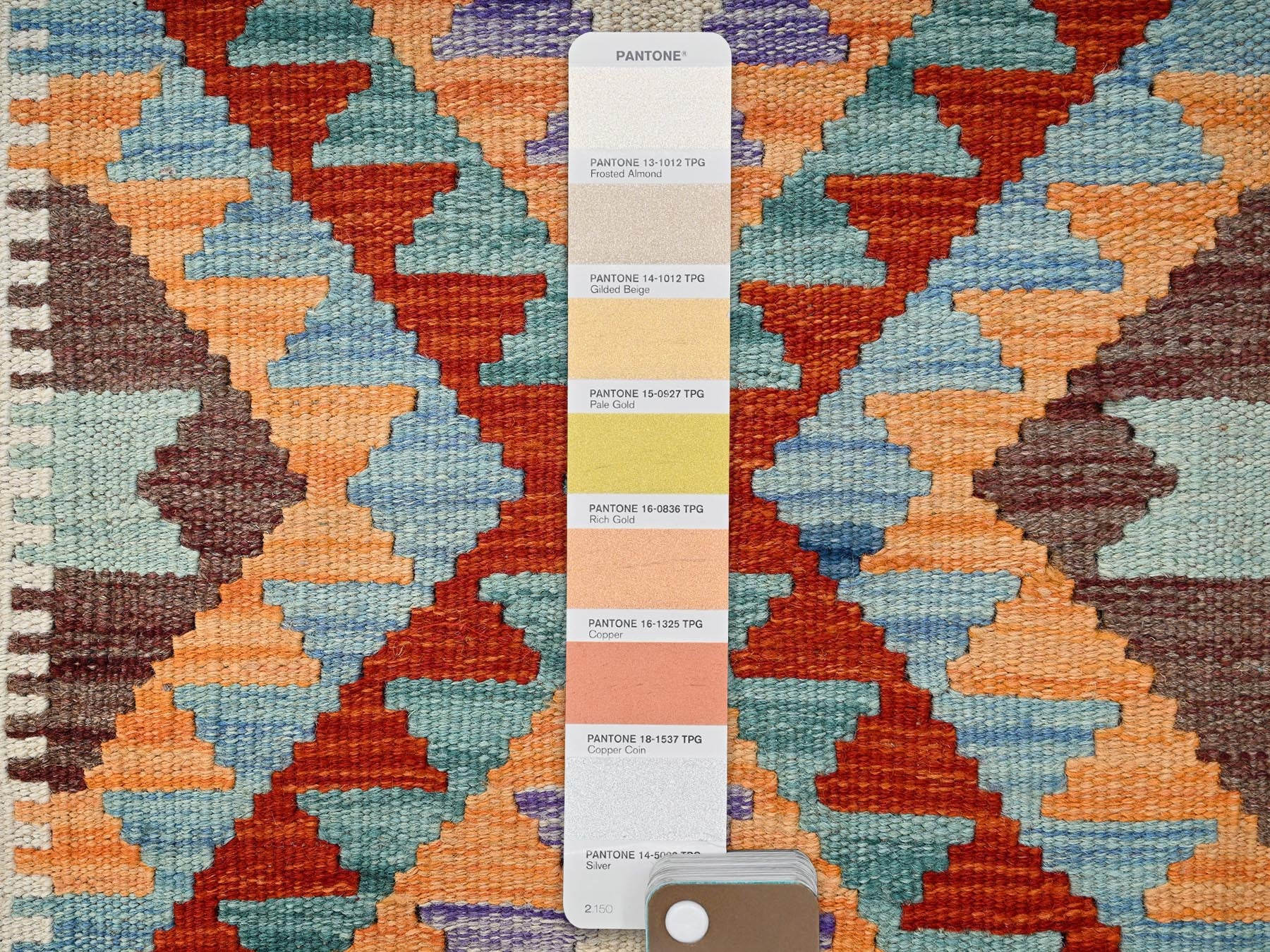 Kilim Flat-Weave hand-knotted wool runner in Multicolored & Orange, 2'9" x 8'1" — SKU O01920 (view 4)
