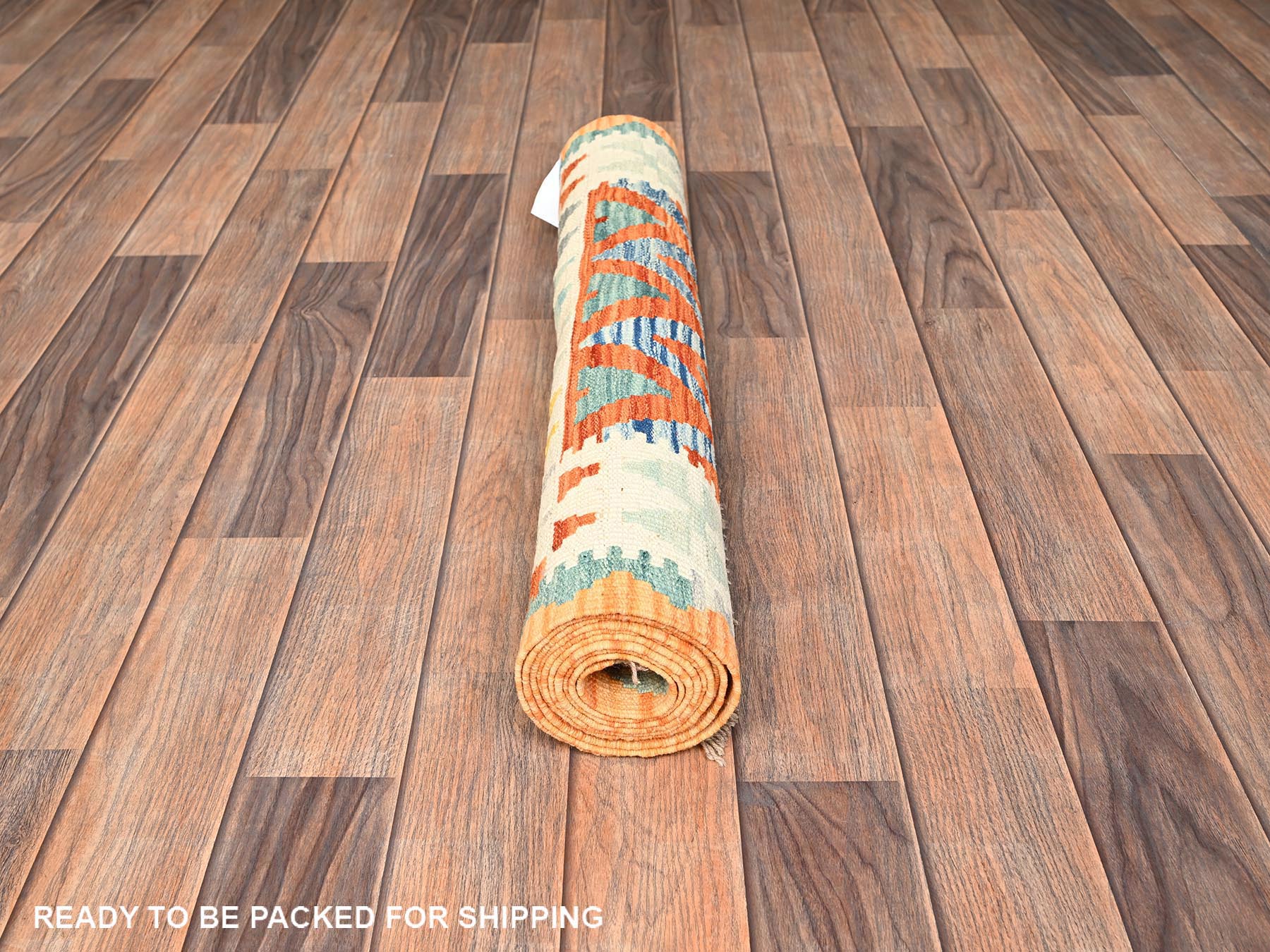 Kilim Flat-Weave hand-knotted wool runner in Multicolored & Ivory, 2'8" x 8'1" — SKU O01927 (view 5)