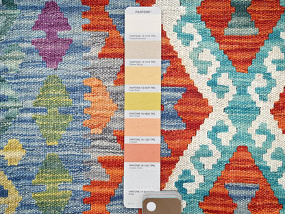 Kilim Flat-Weave hand-knotted wool runner in Multicolored & Colorful, 2'7" x 9'6" — SKU O01950 (view 4)