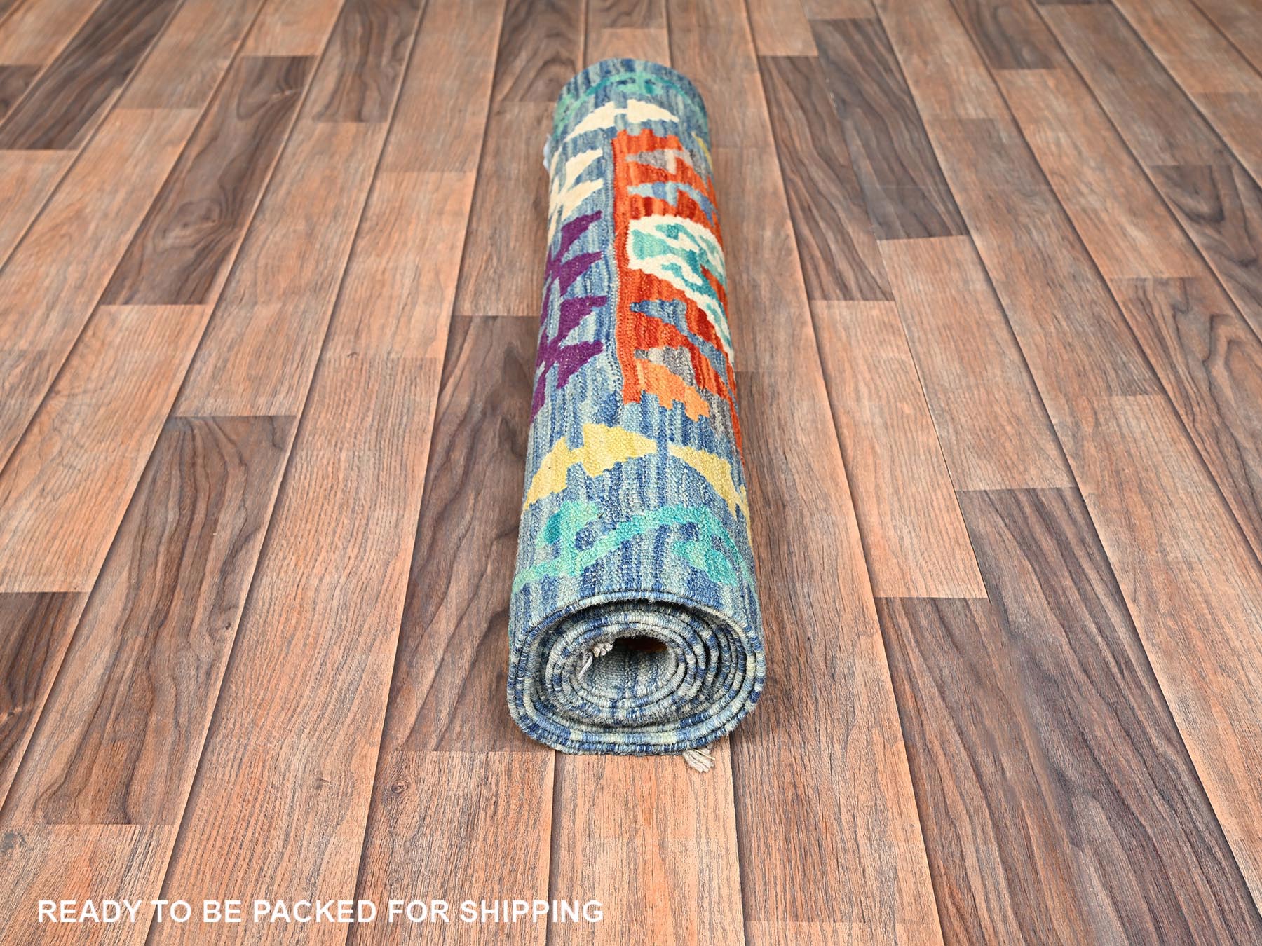 Kilim Flat-Weave hand-knotted wool runner in Multicolored & Colorful, 2'7" x 9'6" — SKU O01950 (view 5)