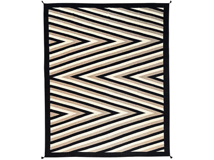 Tribal & Geometric hand-knotted wool rug in Ivory & Black, 11'11" x 14'10" — SKU O01955