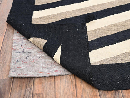 Tribal & Geometric hand-knotted wool rug in Ivory & Black, 11'11" x 14'10" — SKU O01955 (view 3)