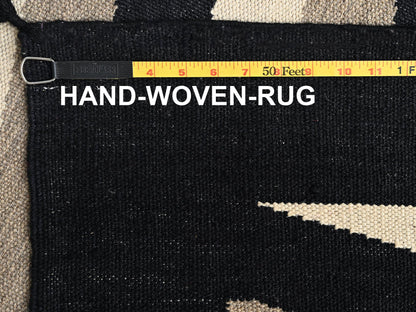 Tribal & Geometric hand-knotted wool rug in Ivory & Black, 11'11" x 14'10" — SKU O01955 (view 6)