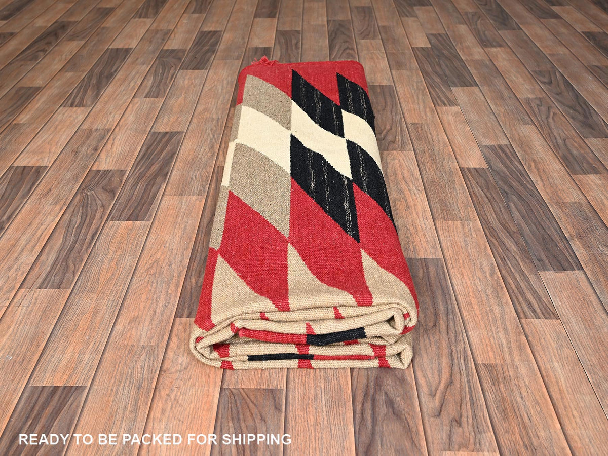 Tribal & Geometric hand-knotted wool rug in Ivory, 7'11" x 9'11" — SKU O01959 (view 5)