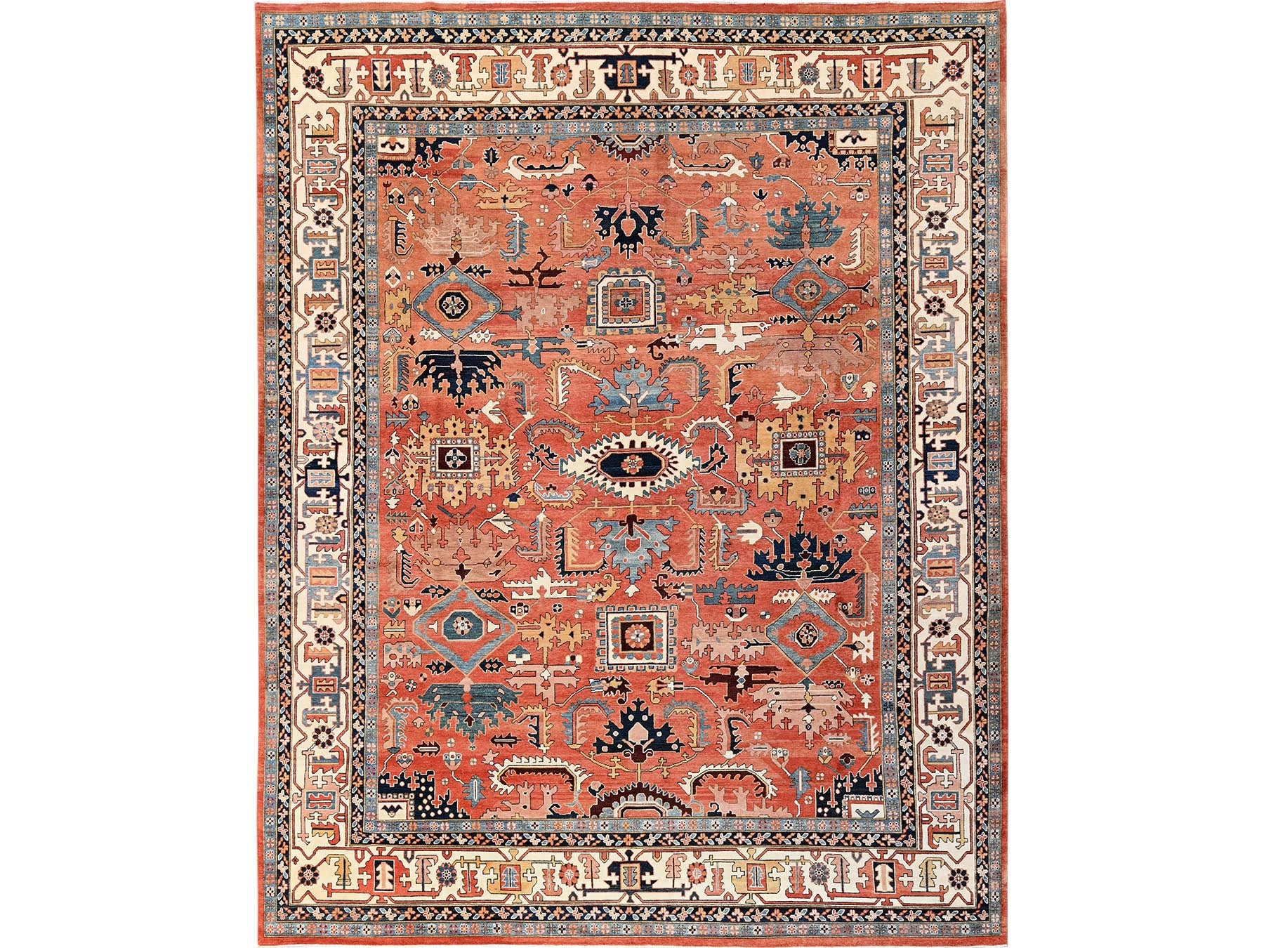 Orange 11'11" x 15'9" Heriz Hand knotted Wool Rug - Sku: O01967