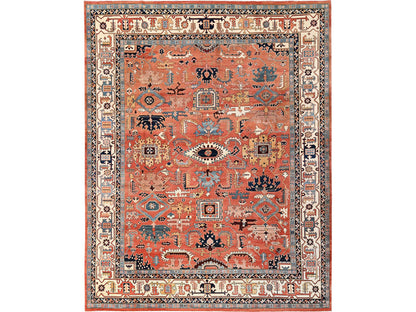 Heriz Heriz hand-knotted wool rug in Orange & Ivory, 11'11" x 15'9" — SKU O01967