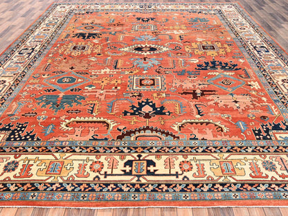 Heriz Heriz hand-knotted wool rug in Orange & Ivory, 11'11" x 15'9" — SKU O01967 (view 2)