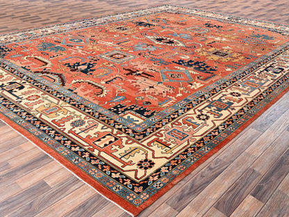 Heriz Heriz hand-knotted wool rug in Orange & Ivory, 11'11" x 15'9" — SKU O01967 (view 3)