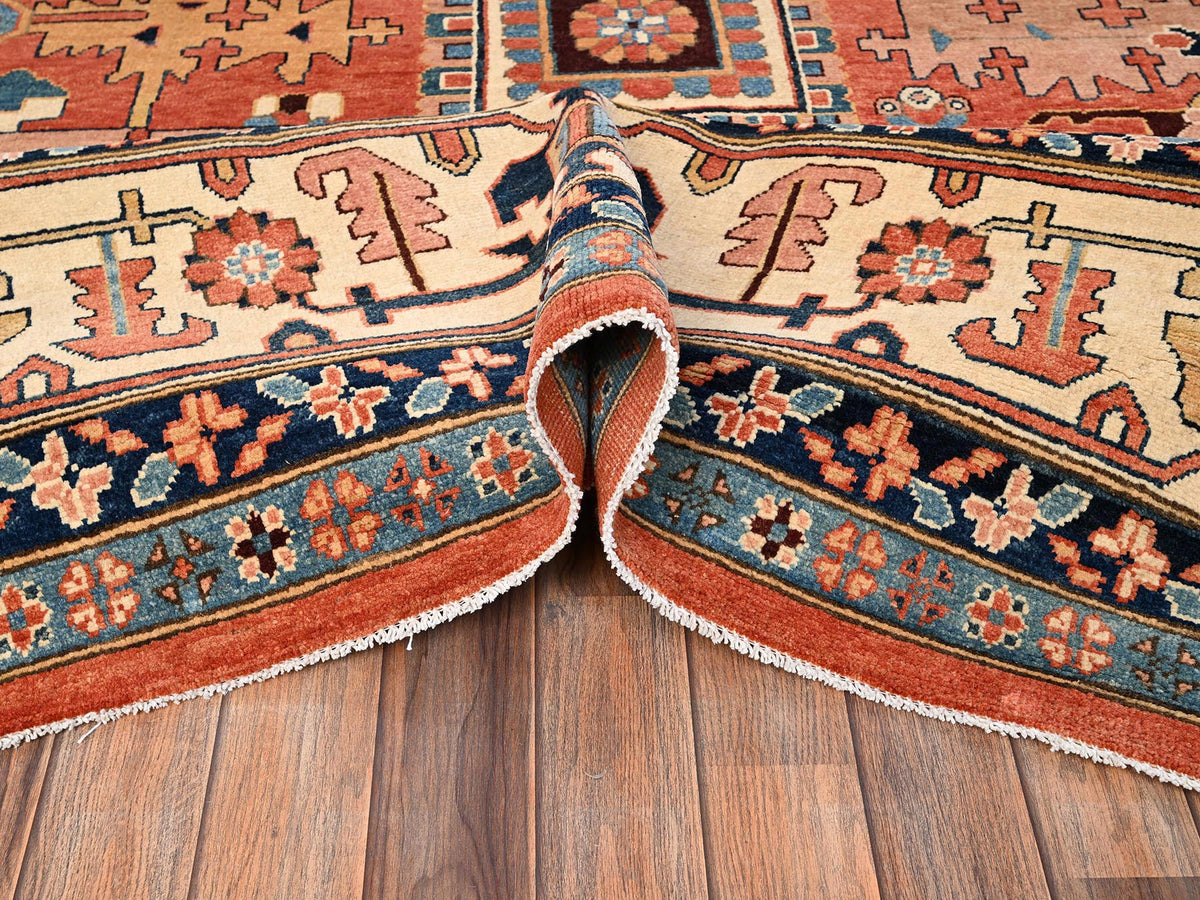 Heriz Heriz hand-knotted wool rug in Orange & Ivory, 11'11" x 15'9" — SKU O01967 (view 6)