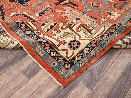 Heriz Heriz hand-knotted wool rug in Orange & Ivory, 11'11" x 15'9" — SKU O01967 (view 7)
