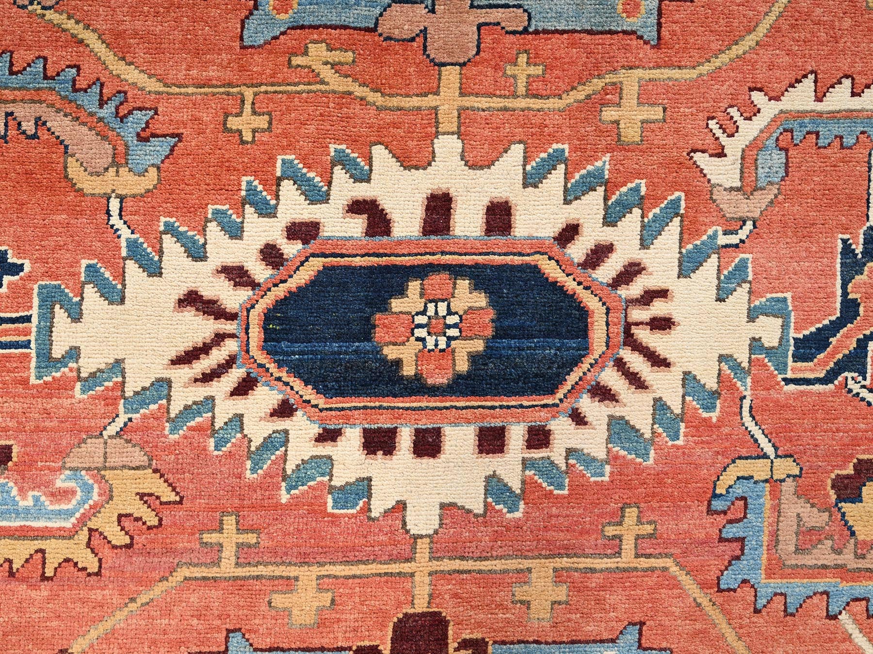 Heriz Heriz hand-knotted wool rug in Orange & Ivory, 11'11" x 15'9" — SKU O01967 (view 9)