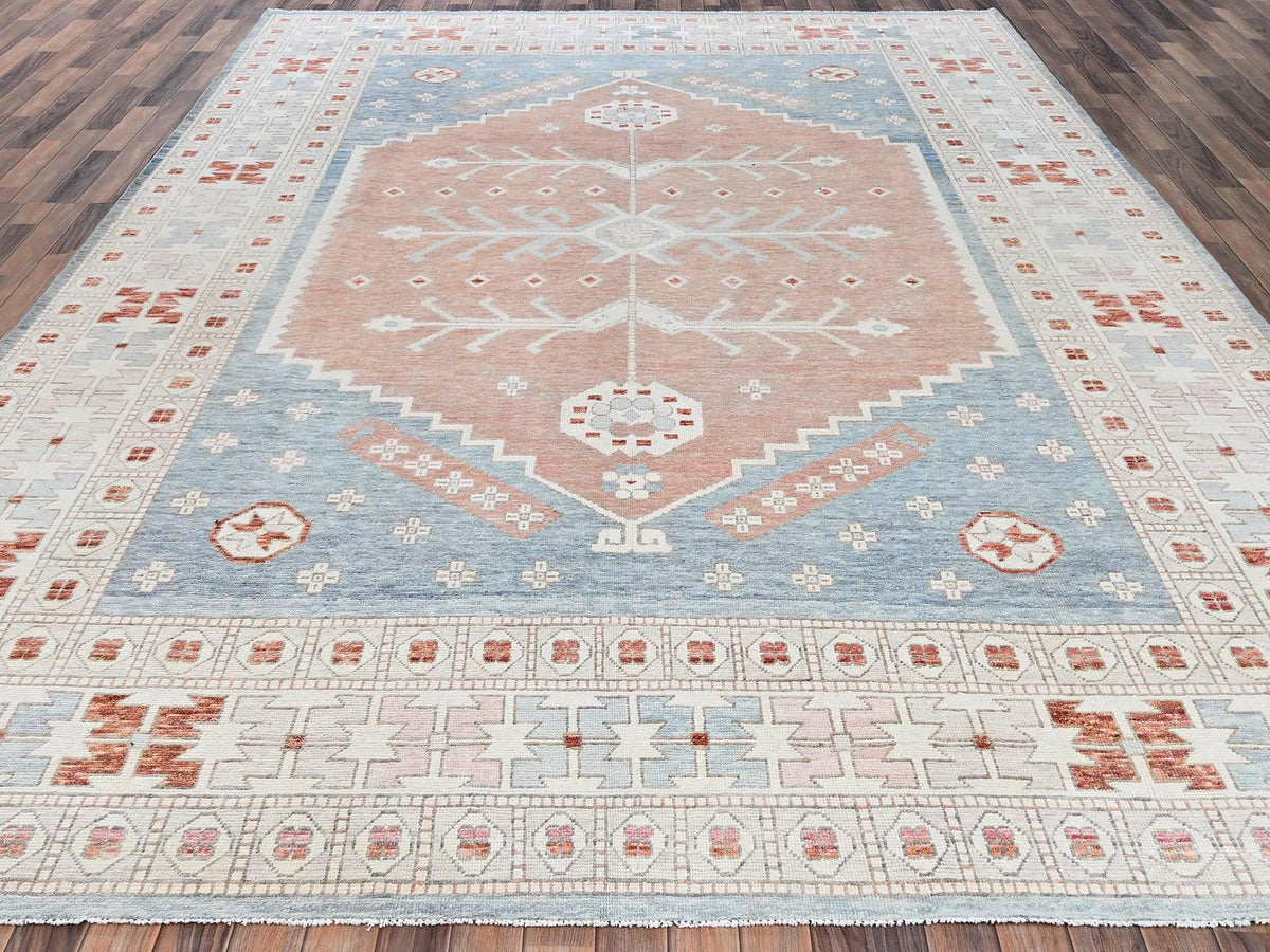 Oushak hand-knotted wool rug in Pink & Ivory, 9'10" x 13'5" — SKU O01972 (view 2)