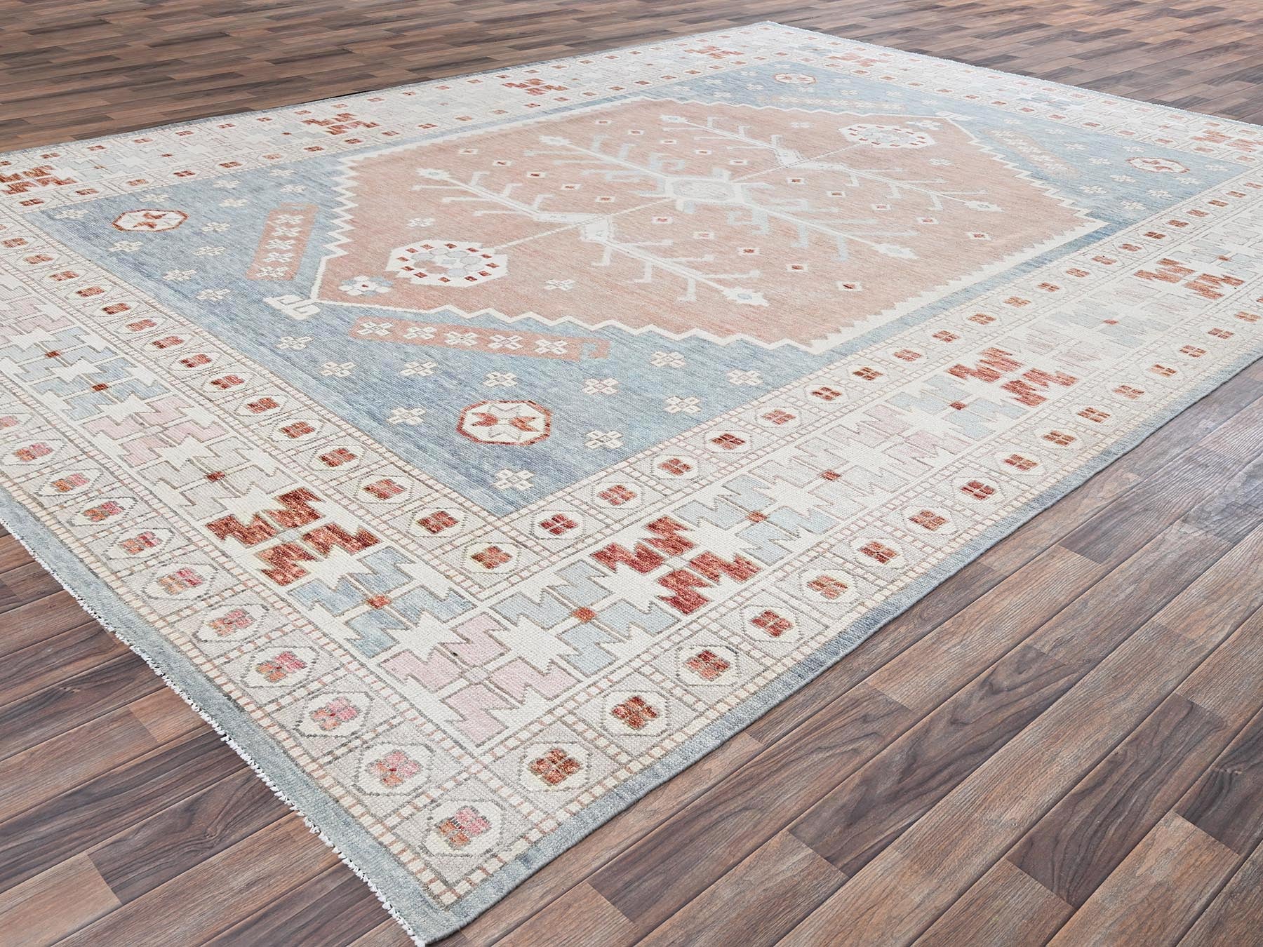 Oushak hand-knotted wool rug in Pink & Ivory, 9'10" x 13'5" — SKU O01972 (view 3)