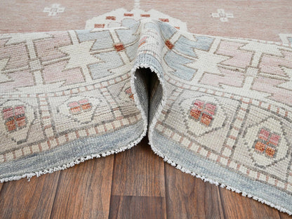 Oushak hand-knotted wool rug in Pink & Ivory, 9'10" x 13'5" — SKU O01972 (view 6)