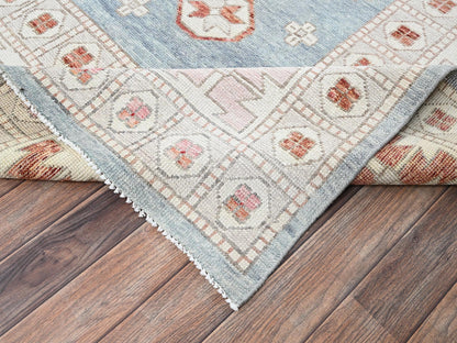 Oushak hand-knotted wool rug in Pink & Ivory, 9'10" x 13'5" — SKU O01972 (view 7)