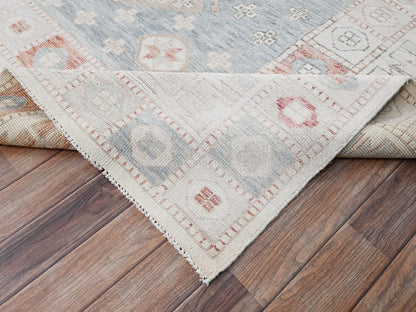 Pink 8'10" x 10'10" Oushak And Peshawar Hand knotted Wool Rug - Sku: O01974