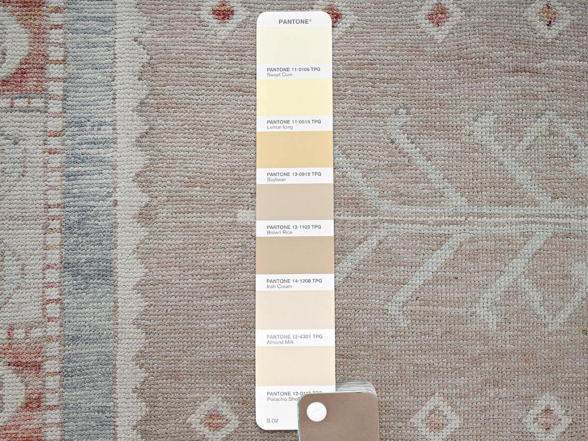 Oushak hand-knotted wool rug in Pink & Ivory, 8'10" x 10'10" — SKU O01974 (view 8)