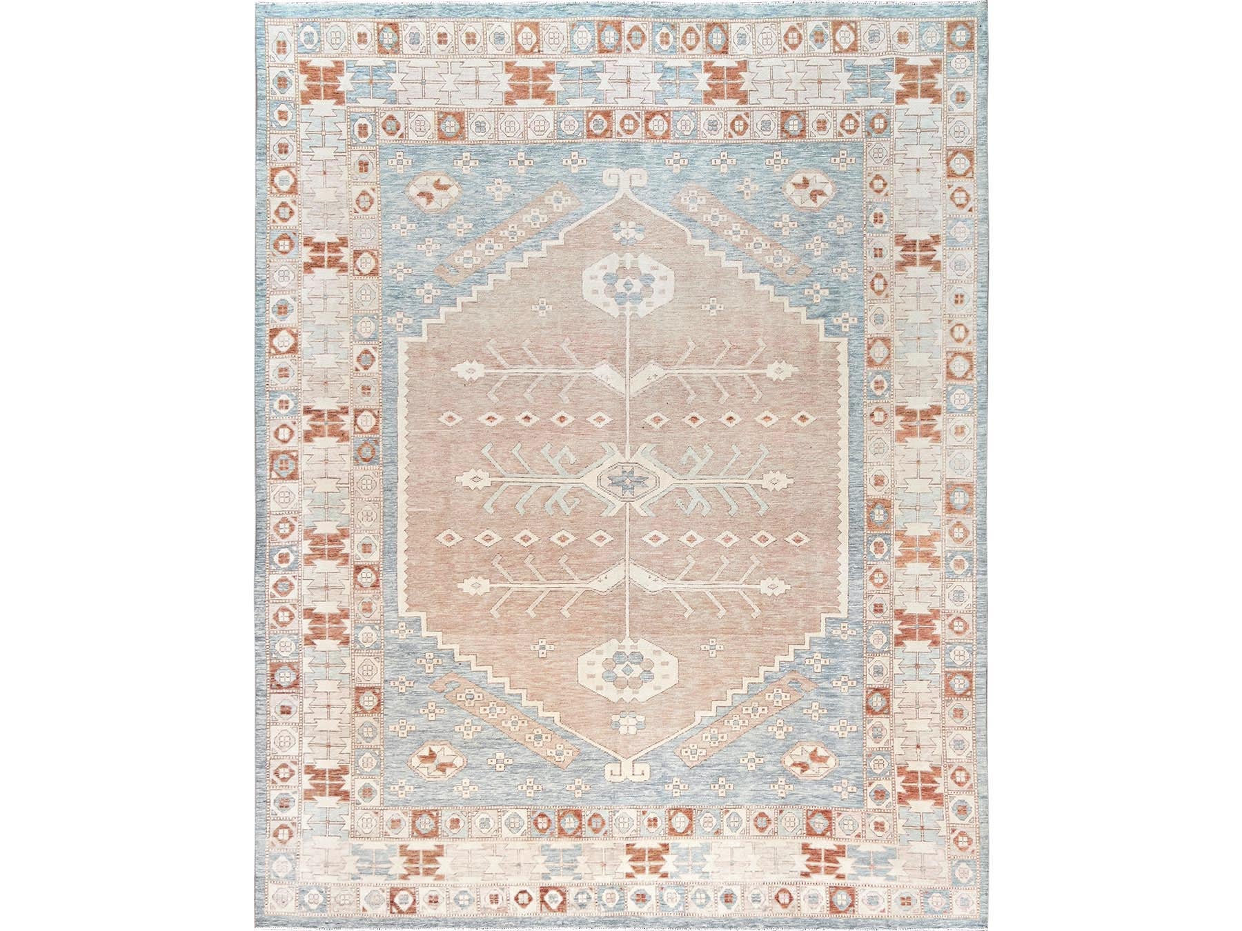 Pink 11'7" x 14'9" Oushak And Peshawar Hand knotted Wool Rug - Sku: O01976