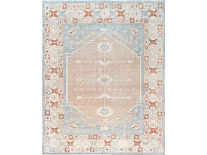 Oushak hand-knotted wool rug in Pink & Ivory, 11'7" x 14'9" — SKU O01976